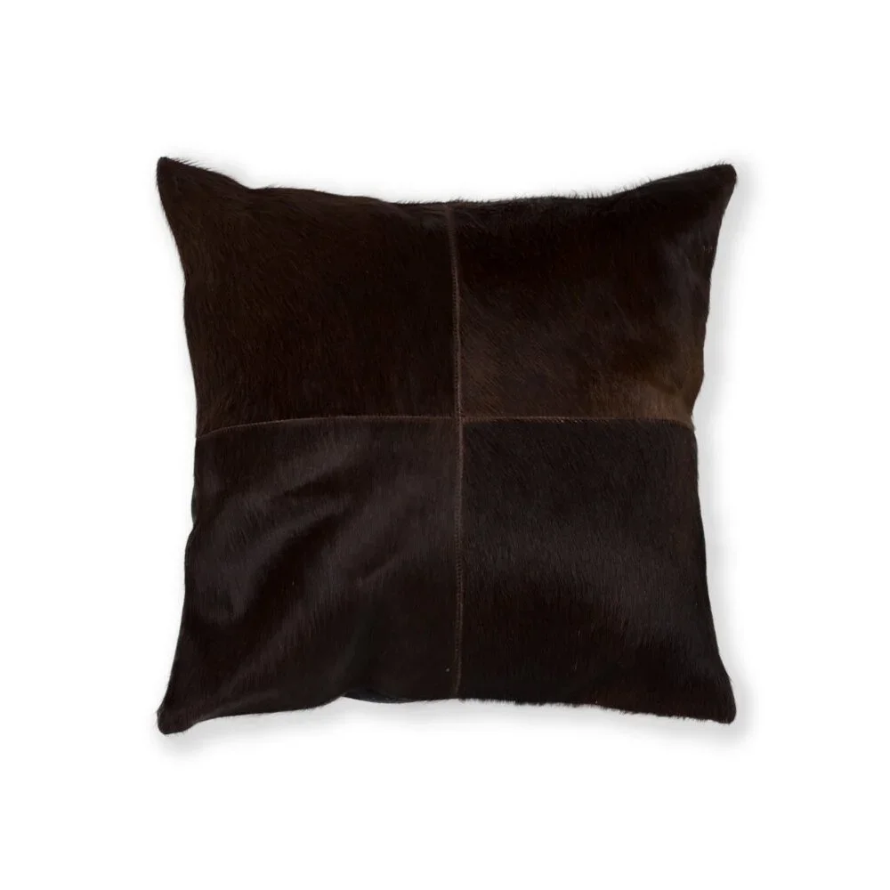 Natural Home Decor Torino Cowhide Pillow | 1-Piece | Chocolate | 18